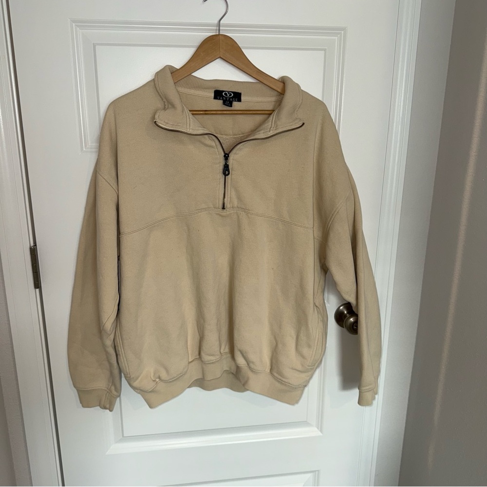 Beige Zip-Up Sweater